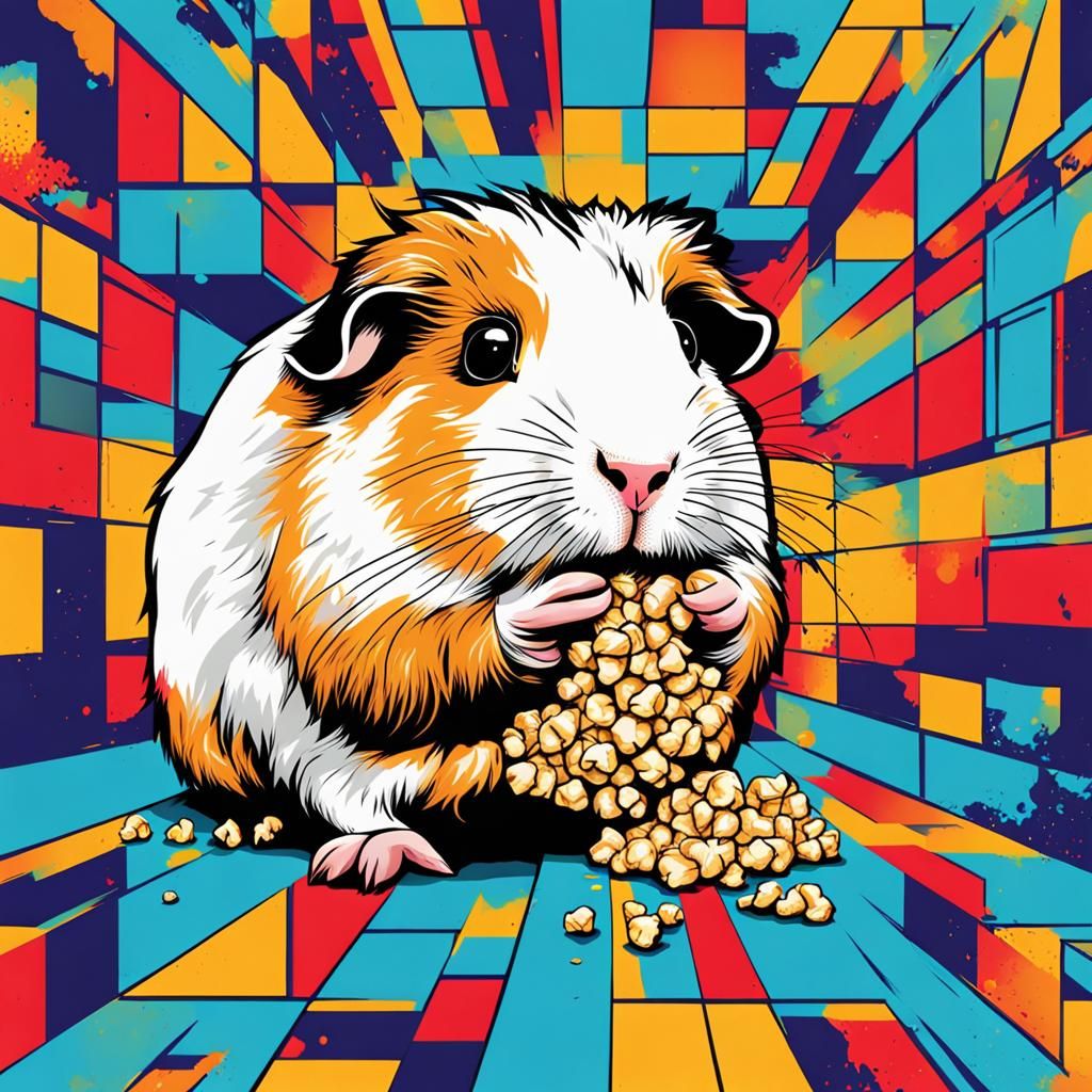 Guinea Pig Pop Art with Geometric Design