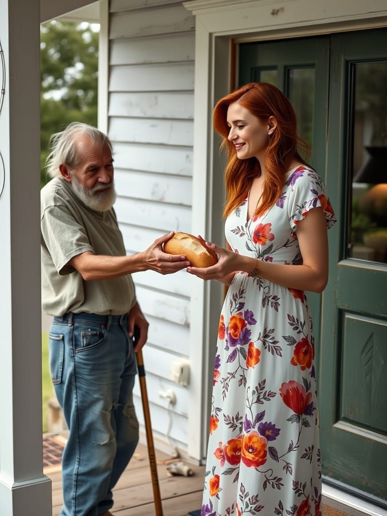 Supermodel Offers Bread to Homeless Man