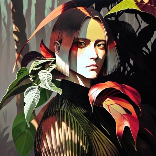 Eerie Sunset in Dense Forest with Painterly Brushstrokes