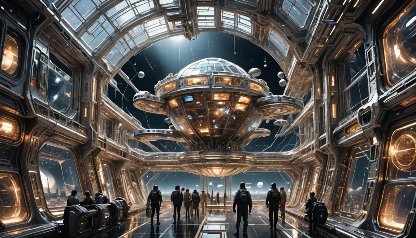 Crystal Space Station in Futuristic City Style