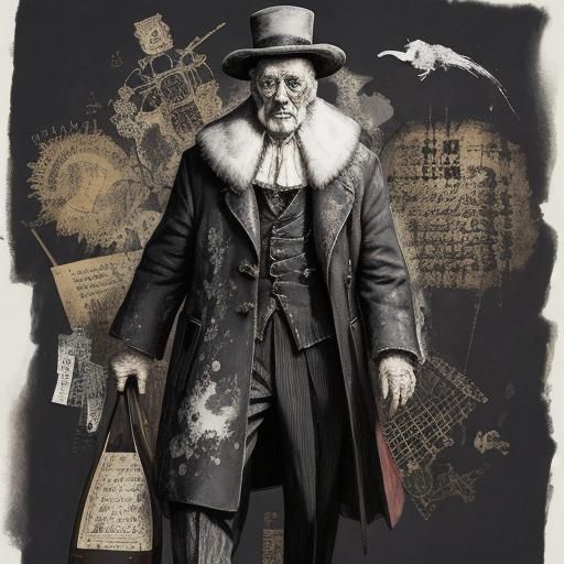 Ink Man and Rabbit in Splatter Art Style