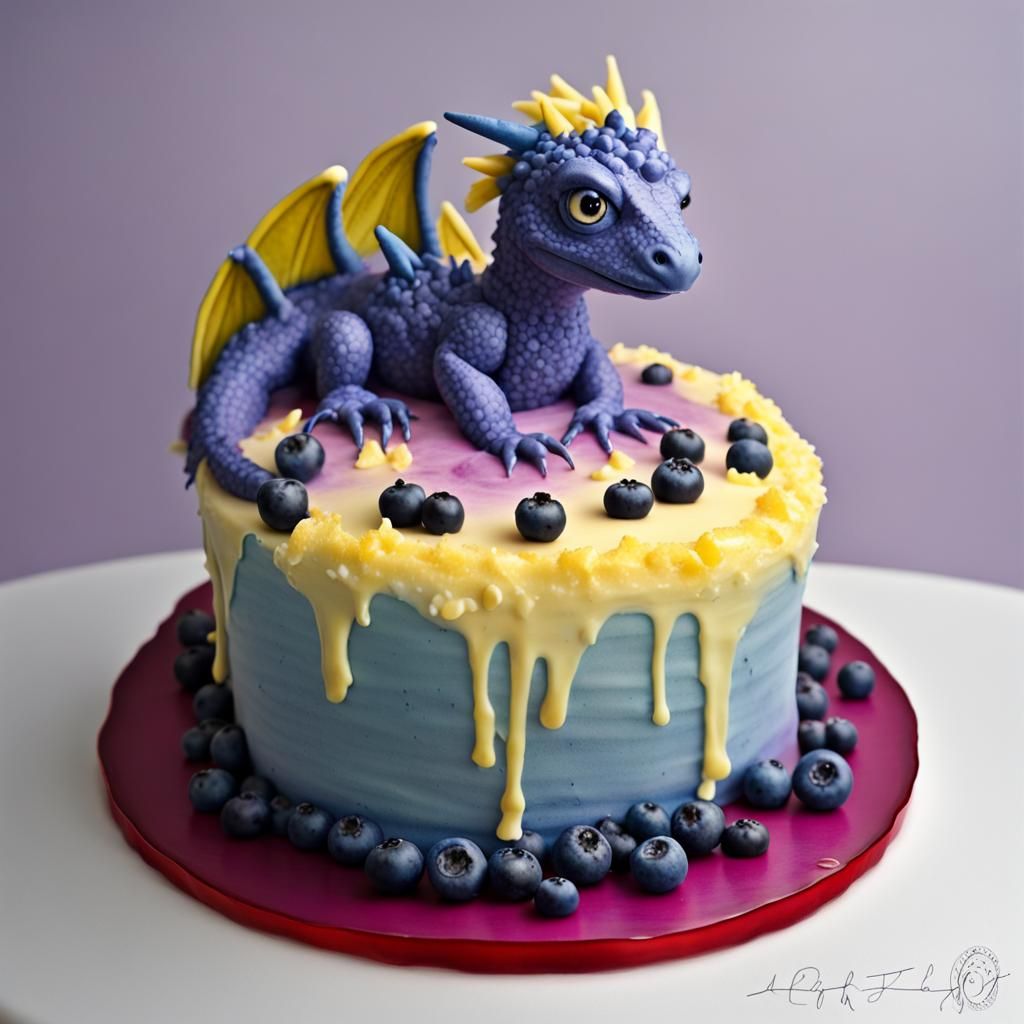 blueberry lemonade birthday dragon cake.