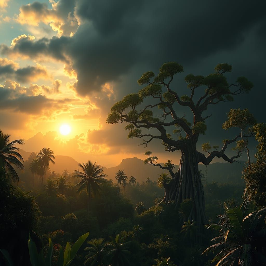 Surreal Indonesian Landscape at Dusk