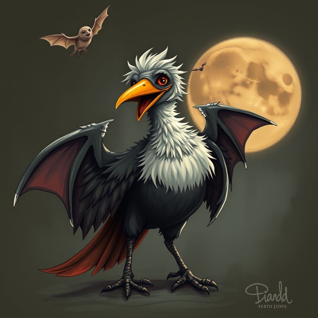 Vampire Dodo Bird with Bat Wings