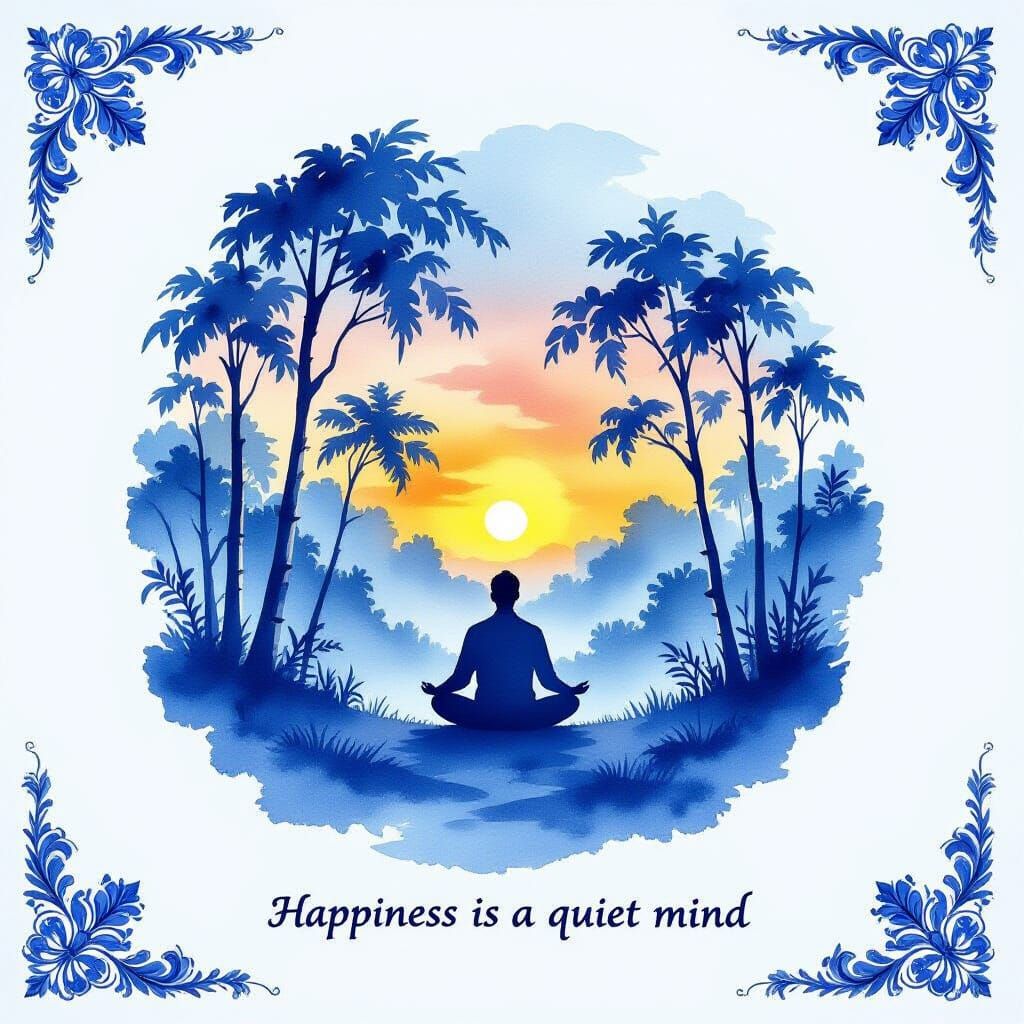 Blue and White Porcelain Amazon Rainforest Serenity