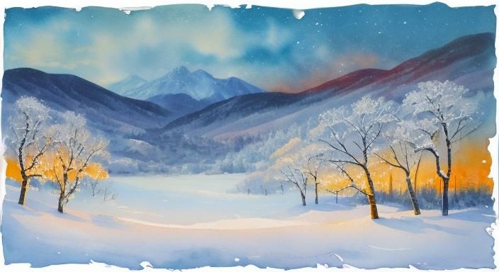 Winter's Essence: A Gouache Impressionist Masterpiece