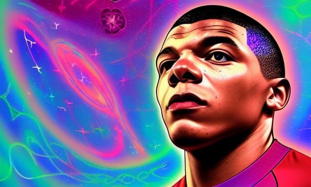 Holographic Mbappe: An Astral Cosmic Illustration