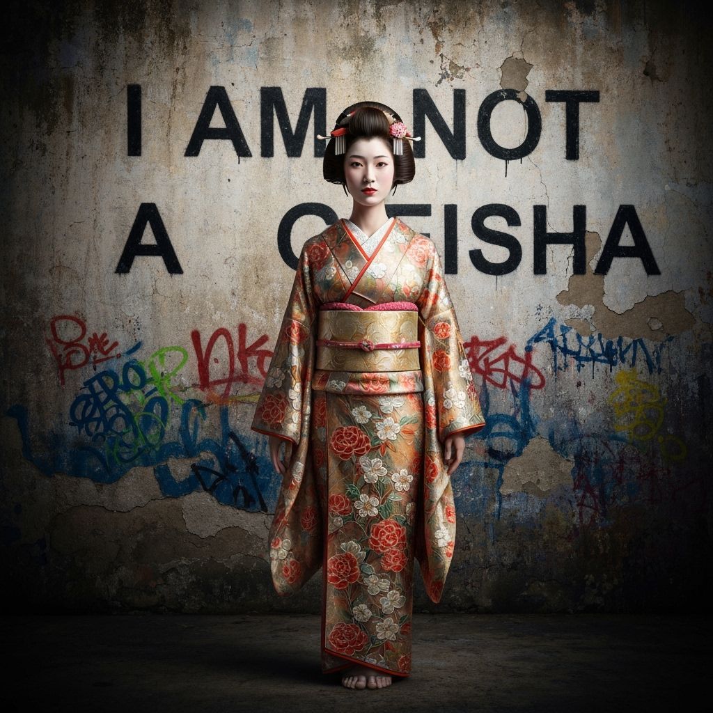 Proud Japanese Woman in Venetian Glass Kimono