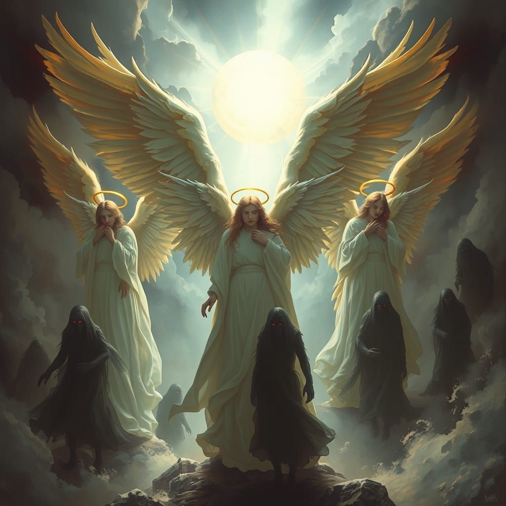 Radiant Angels Cast Out Darkness in a Haunting, Surreal Land...