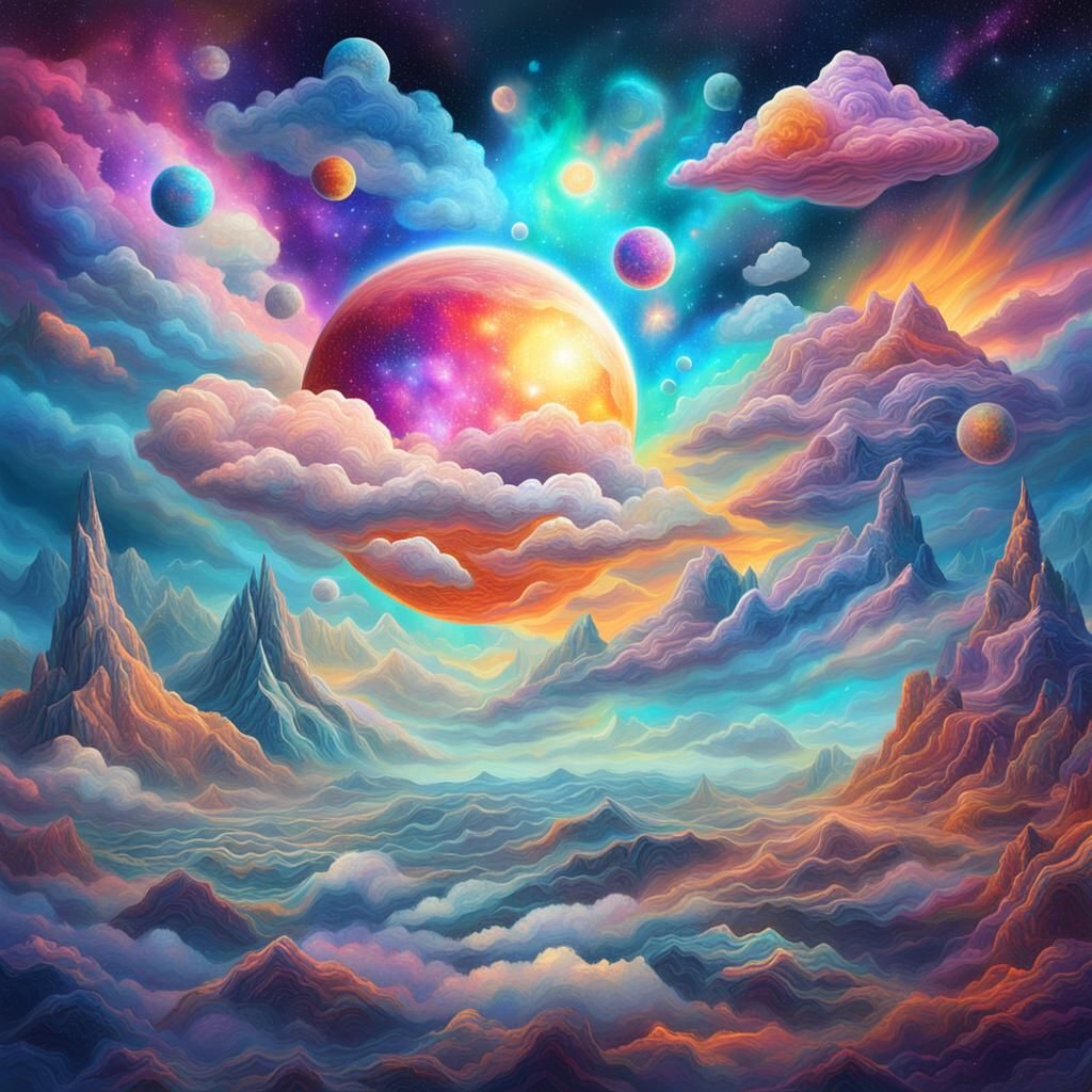 Surreal Holographic Clouds in Visionary Style