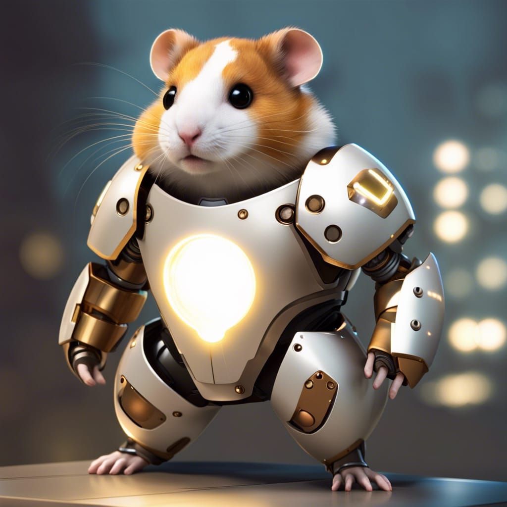 Hamster Robot in Shining Armor, Detailed Matte Painting