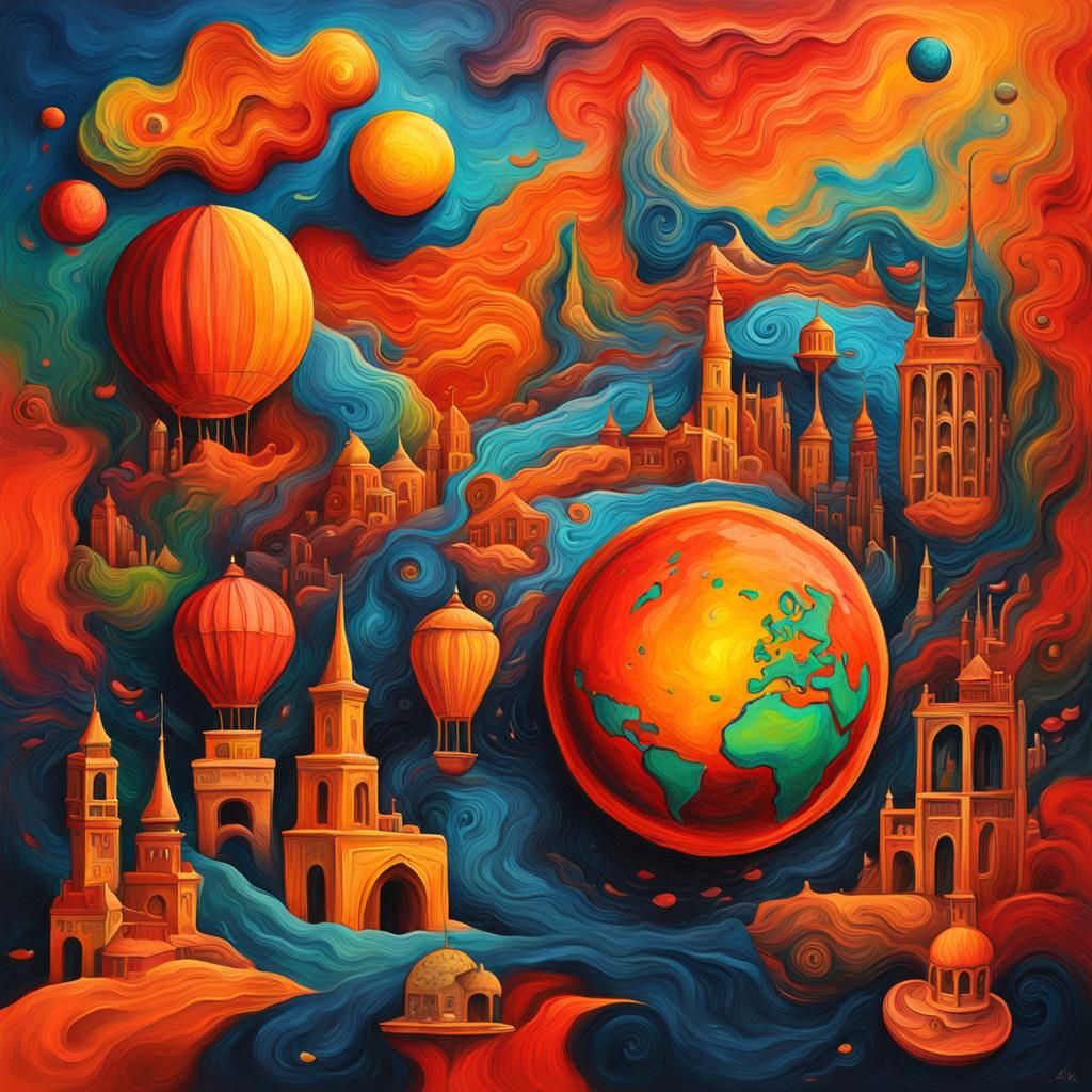 Global Chat in Detailed 3D Oil and Ink Painting