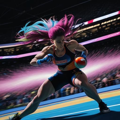 Dodgeball Player in Action: Dynamic Sports Painting