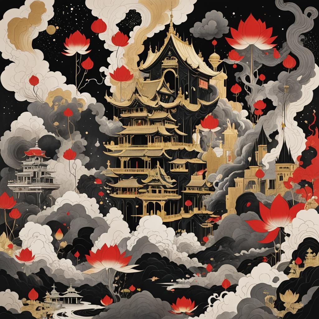 Lotus Space Architecture in Graphic Poster Art