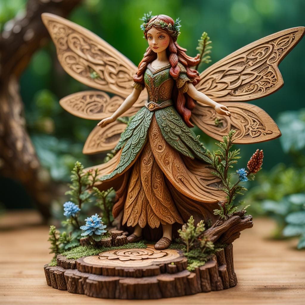 Woodland Fairy Princess: Carved and Painted Action Figure