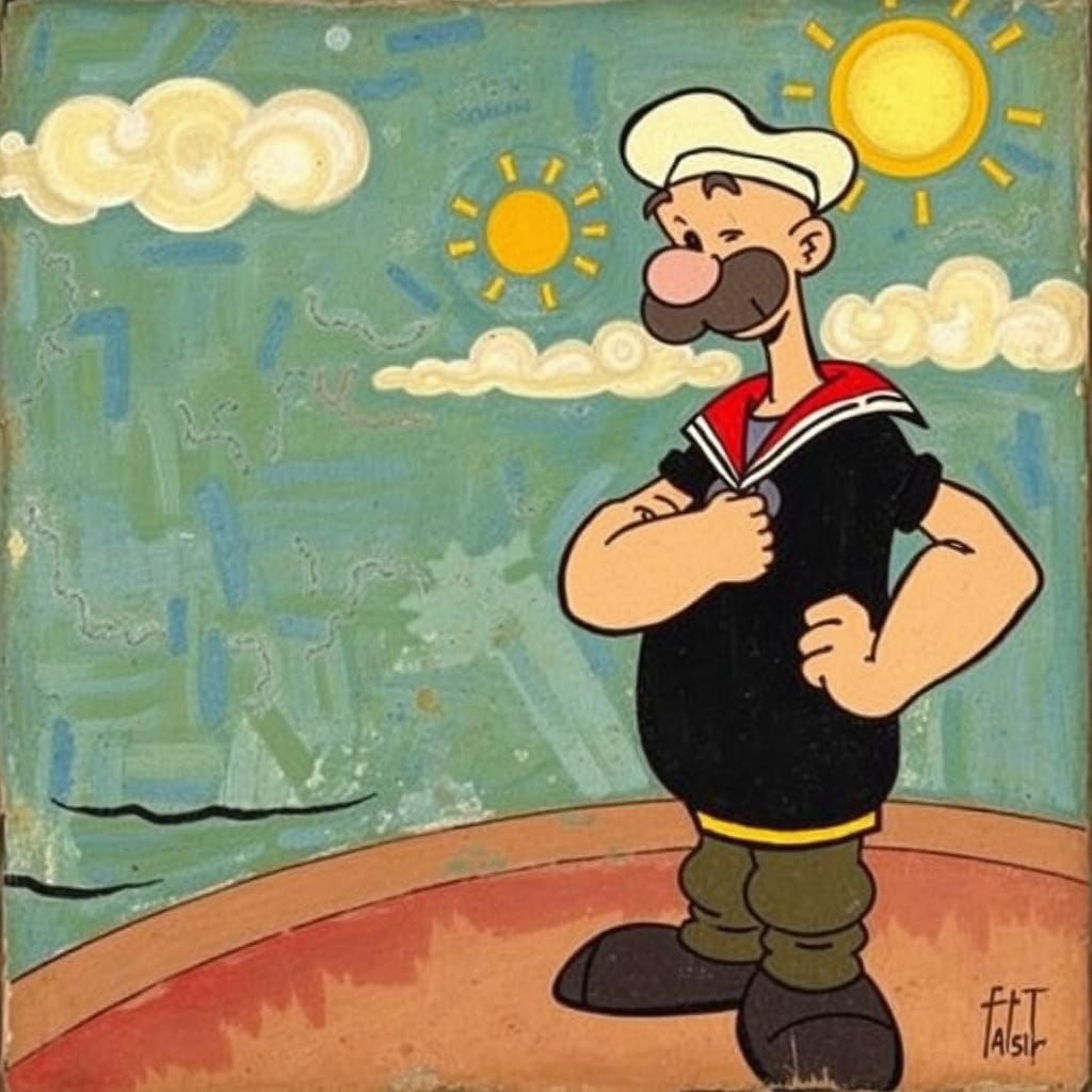 Popeye the Sailor as Klimt-Inspired Art