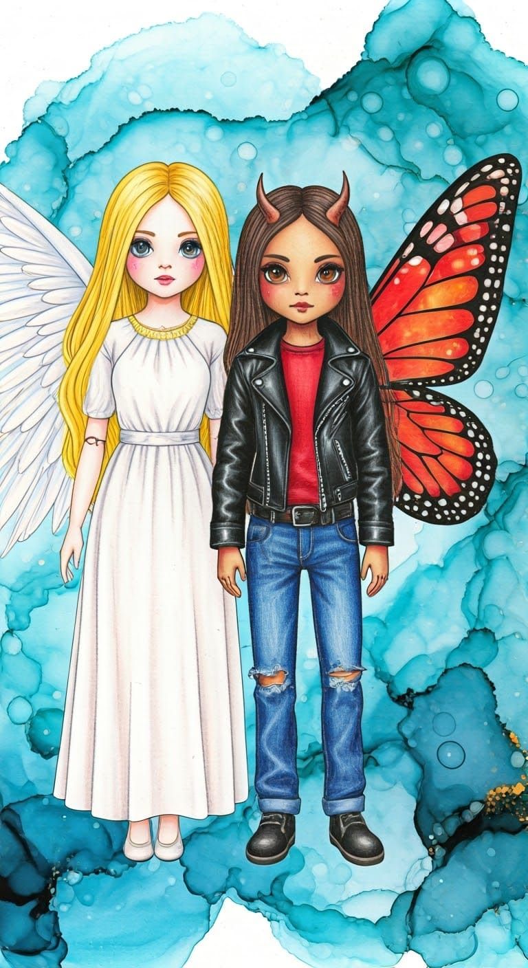 child's crayon colored pencil drawing, conscience triad, kaw...