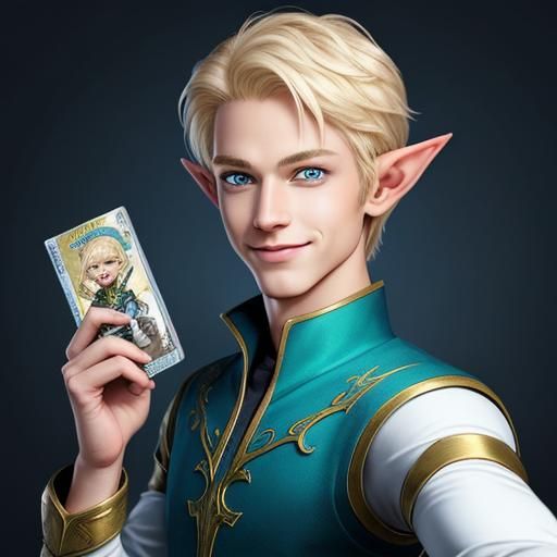 Androgynous Elf Selfie in Comic Book Style