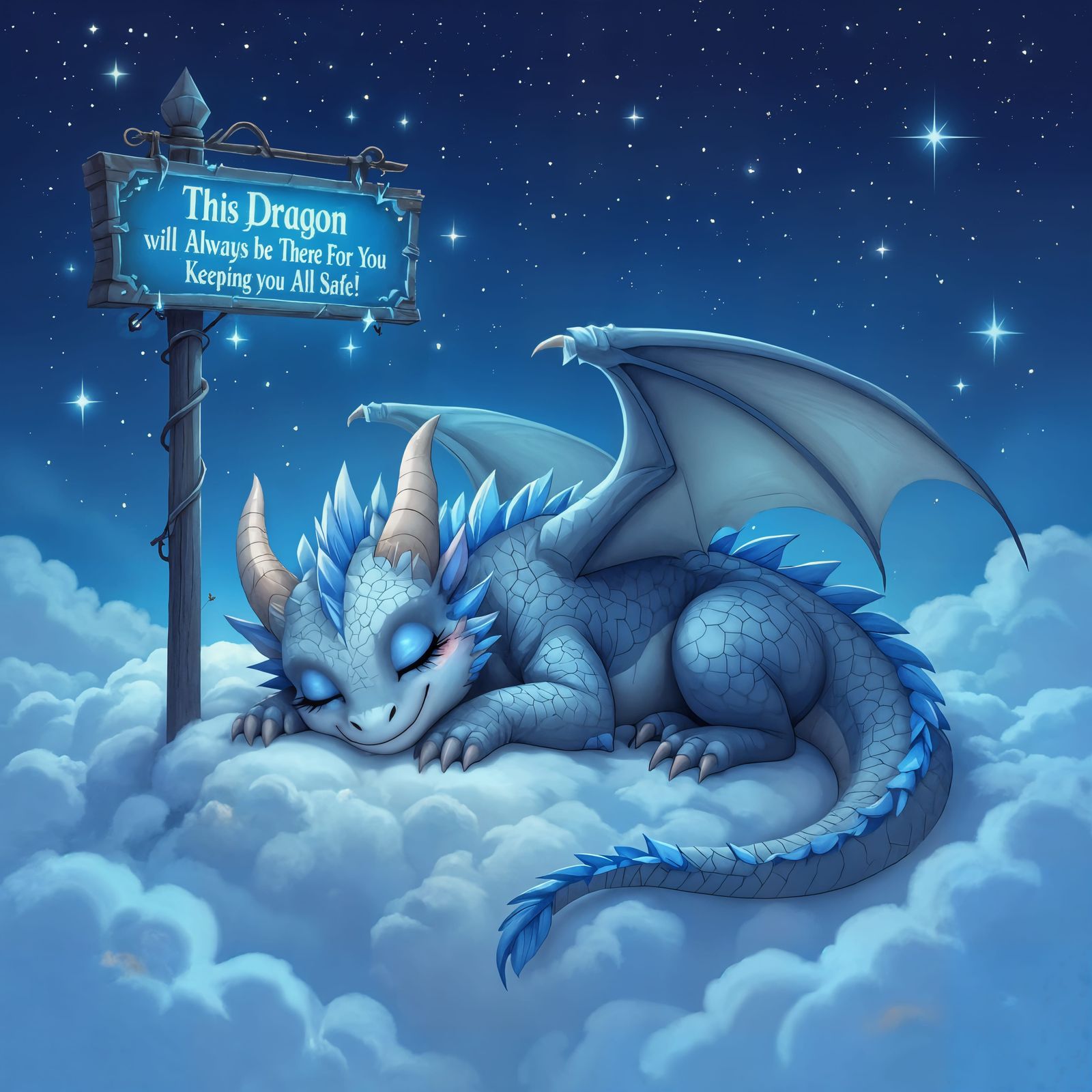 Peaceful Dragon Sleeping Under Sparkling Stars