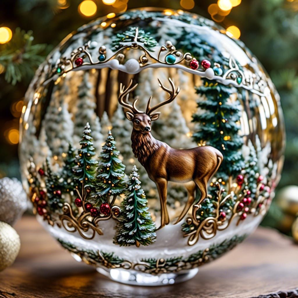 Deer Inside a Christmas Glass Orb
