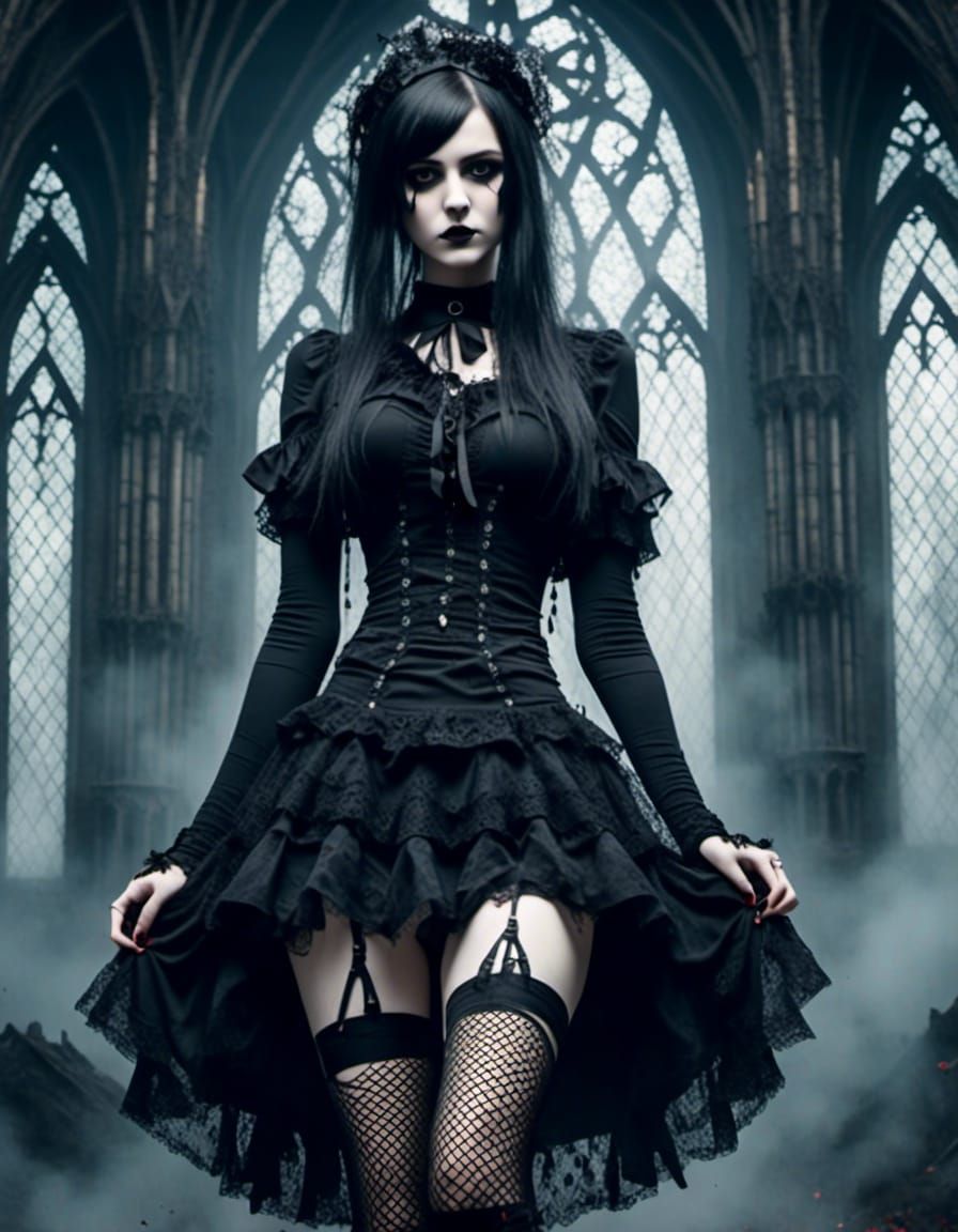 goth in cathedral