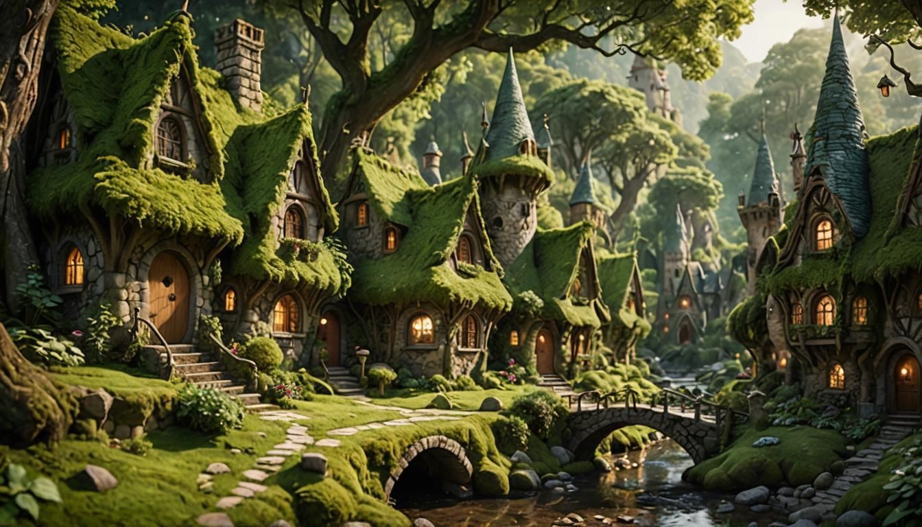 Enchanting Elven Village in Lush Forest