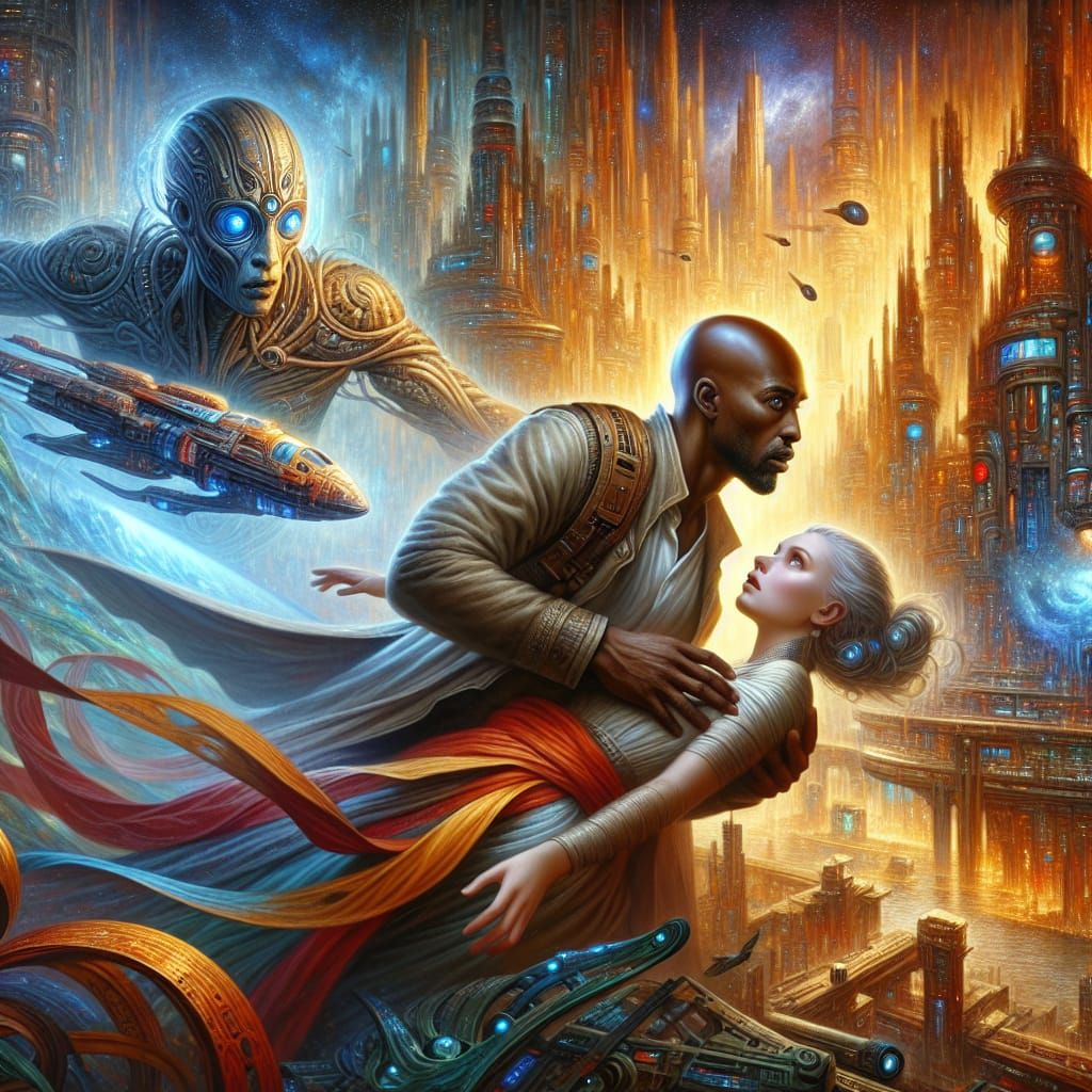 Alien Abduction in Neo-Futuristic Cityscape