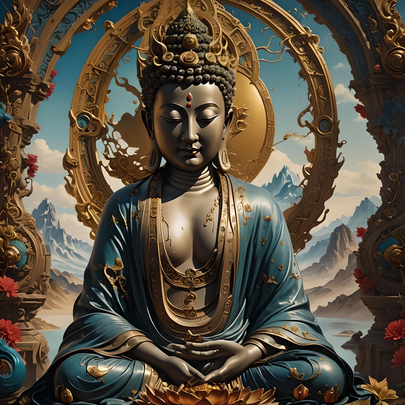 Androgynous Buddha in Surrealist Style