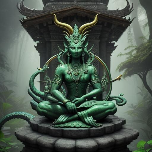 Naga in Jungle Temple, Mythical Realism