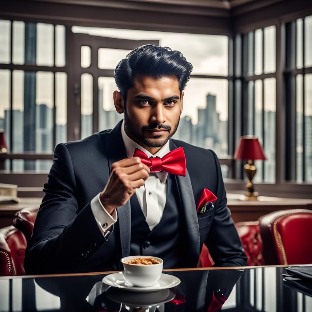 Handsome Indian Businessman in Tuxedo and Bow Tie