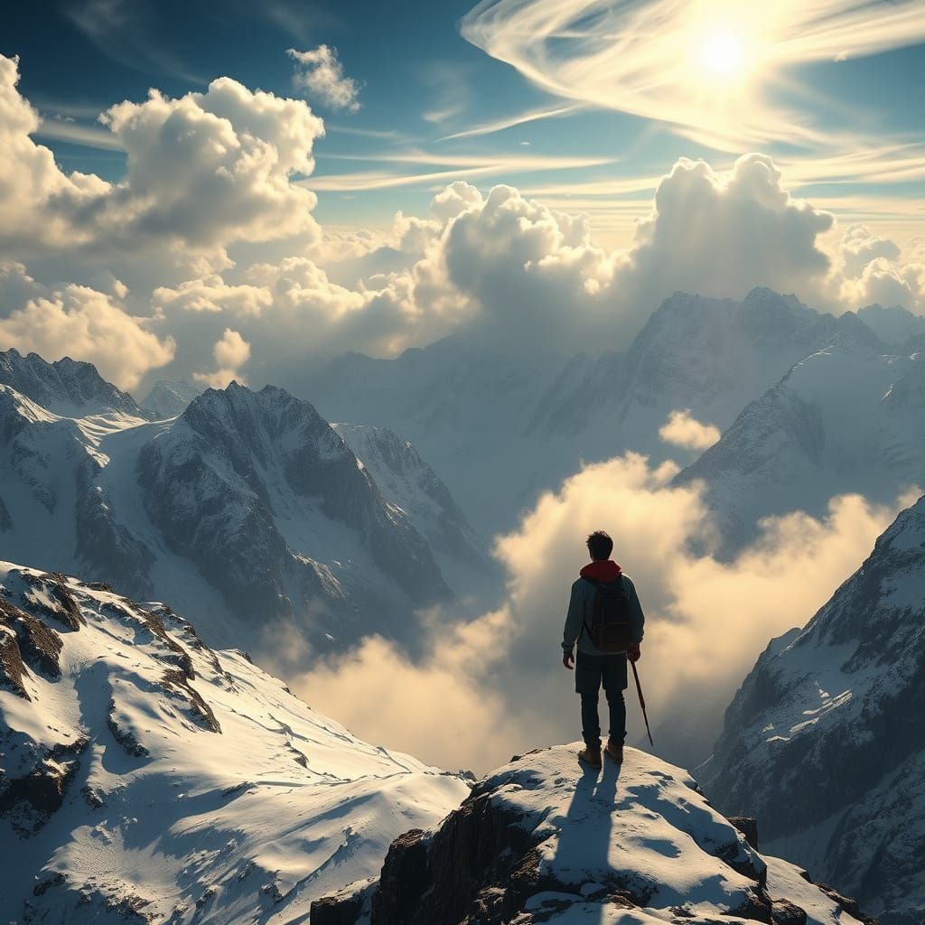 Majestic Mountain Landscape in Dreamlike Style