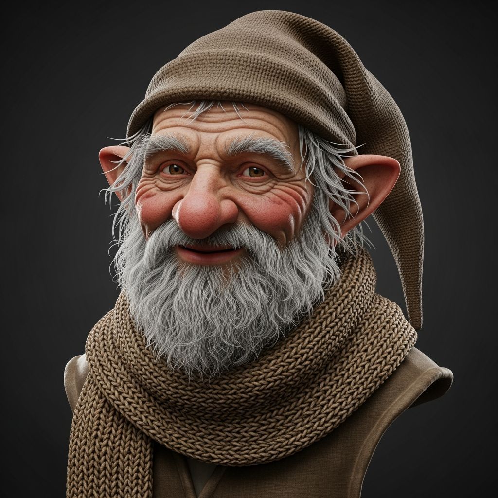 Grizzled Gnome Mendicant Smiling Warmly in Dramatic Lighting