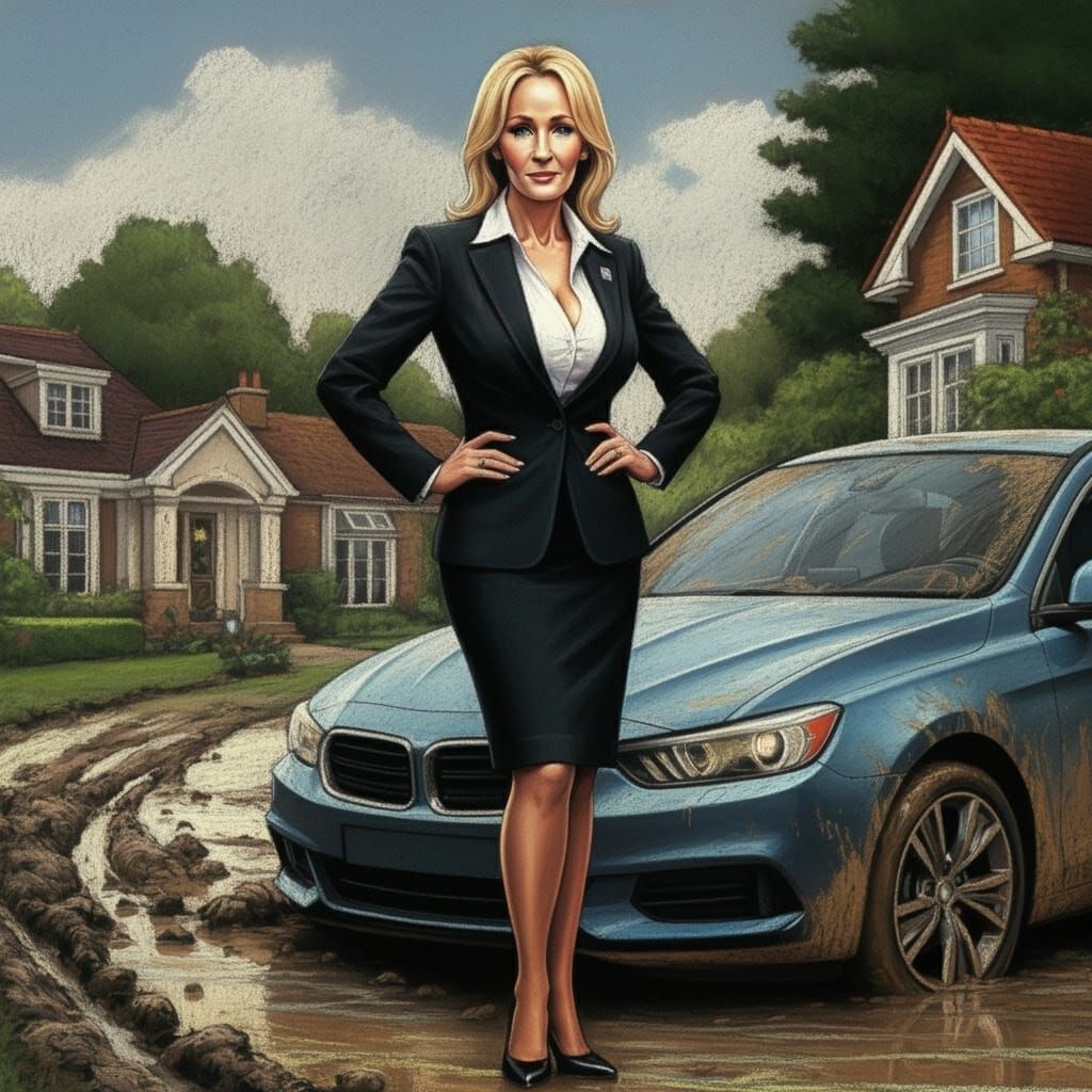 Real Estate Rowling Car Stuck, Pastel Chalk Drawing