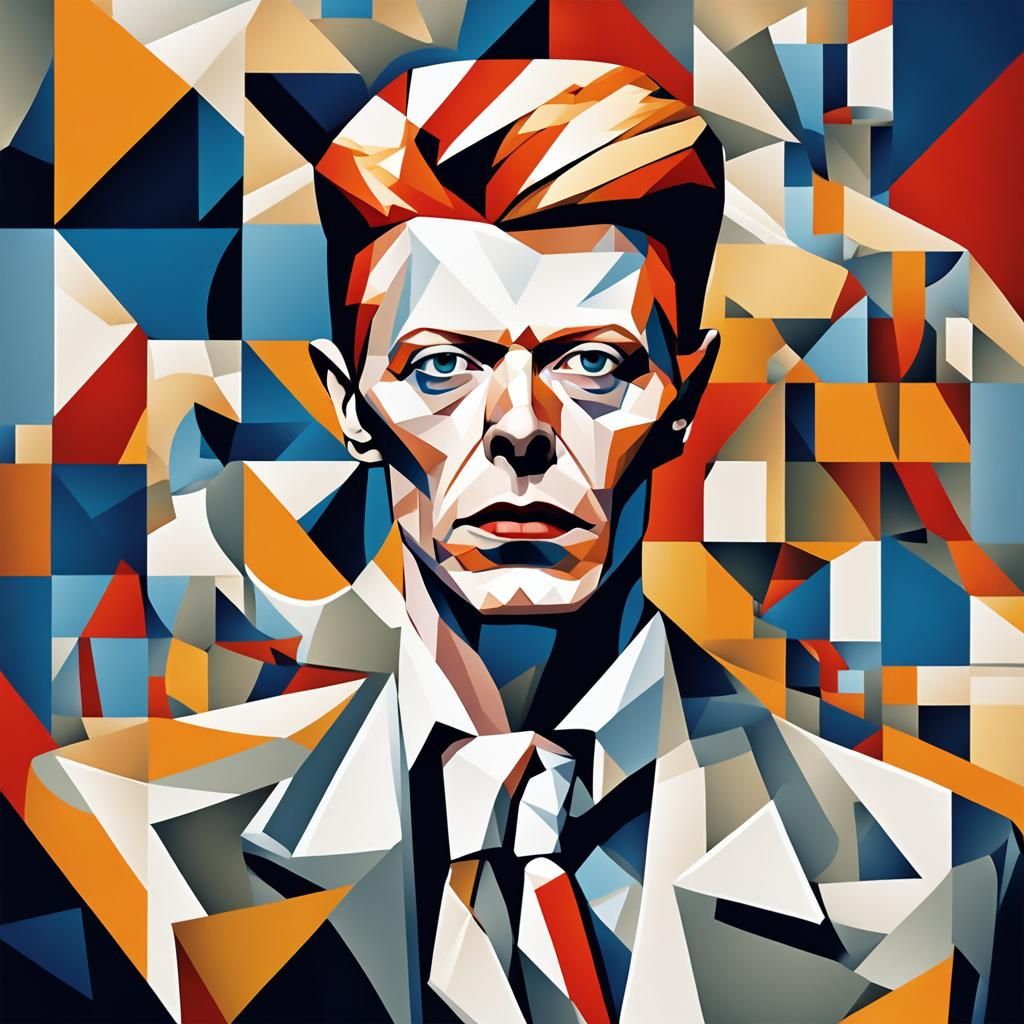 David Bowie as the White Duke: Cubist Art Deco Portrait