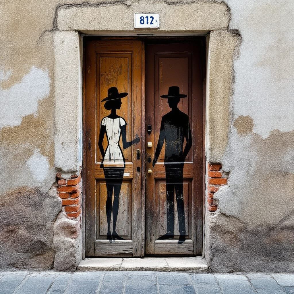 Detailed Old Door in Minimalist Style