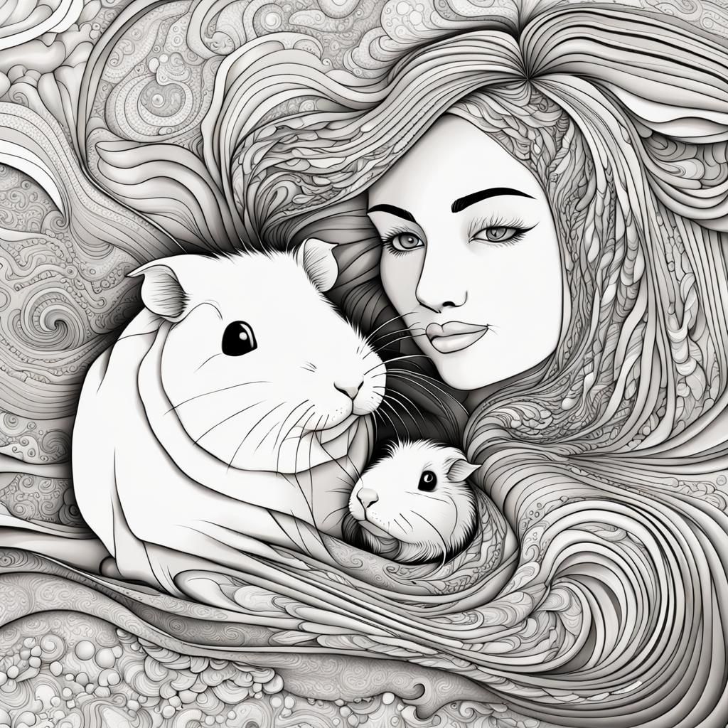Abstract Vector Fractal: Girl and Guinea Pig