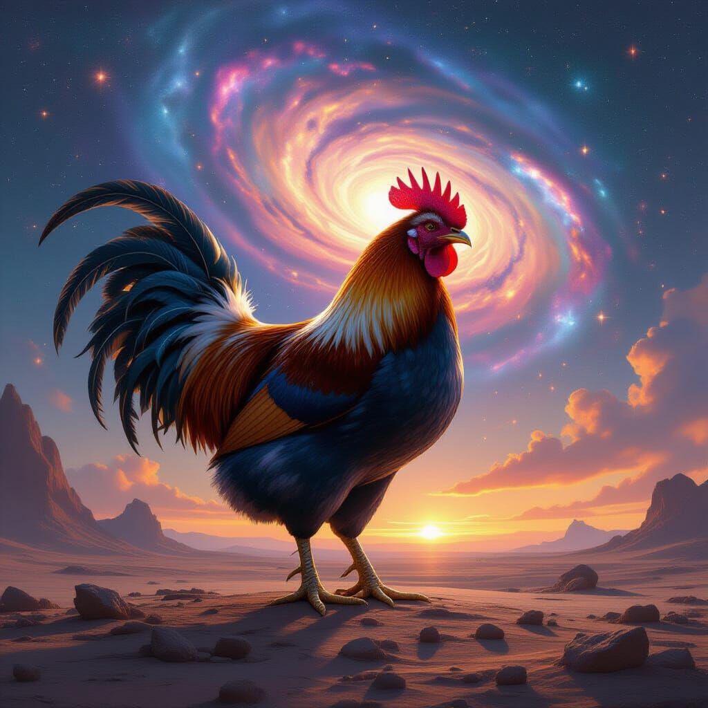 Cosmic Chicken on Alien Planet, Nebula Feathers