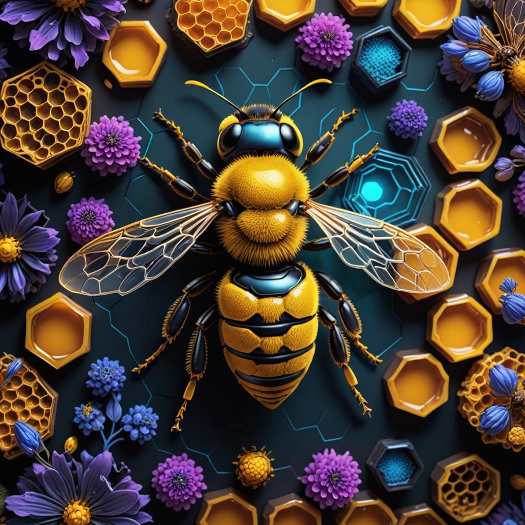 Hyperrealistic Bee Harvests Glowing Radioactive Honey in a N...
