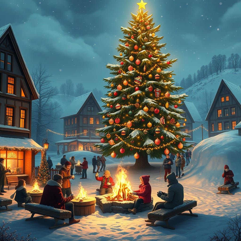 Stunning Winter Wonderland Scene in Vibrant Colors and Intri...