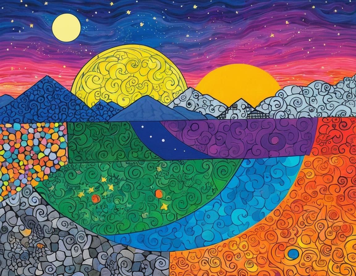 Castle of Sun and Moon in Split-Complementary Colors