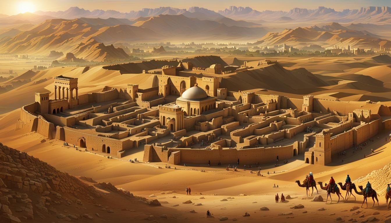 A frontal image of the ancient city of Jericho from the 14th...