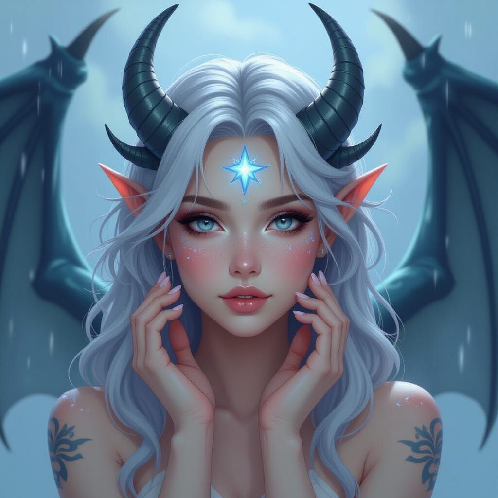 Storm Dragon in Human Form with Star Freckles