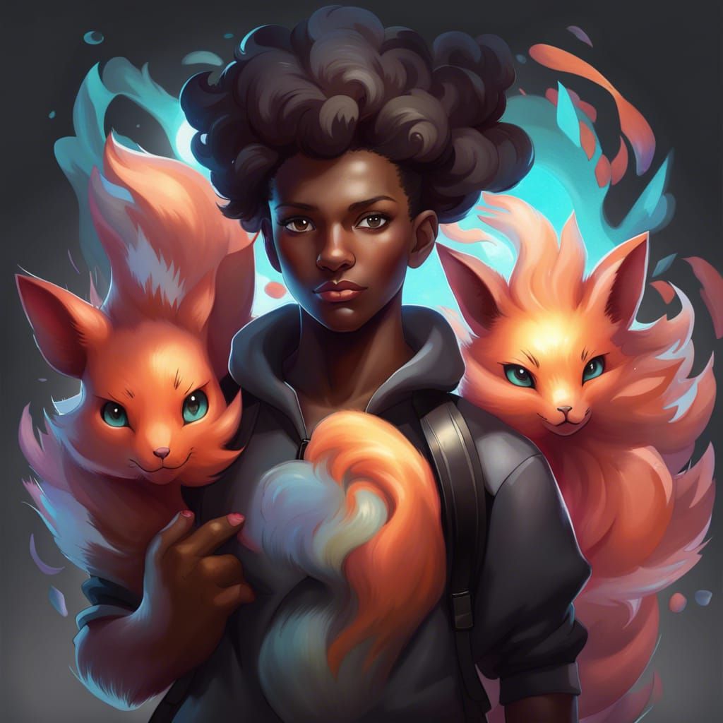 Pokemon Trainer with Vulpix: Detailed Portrait