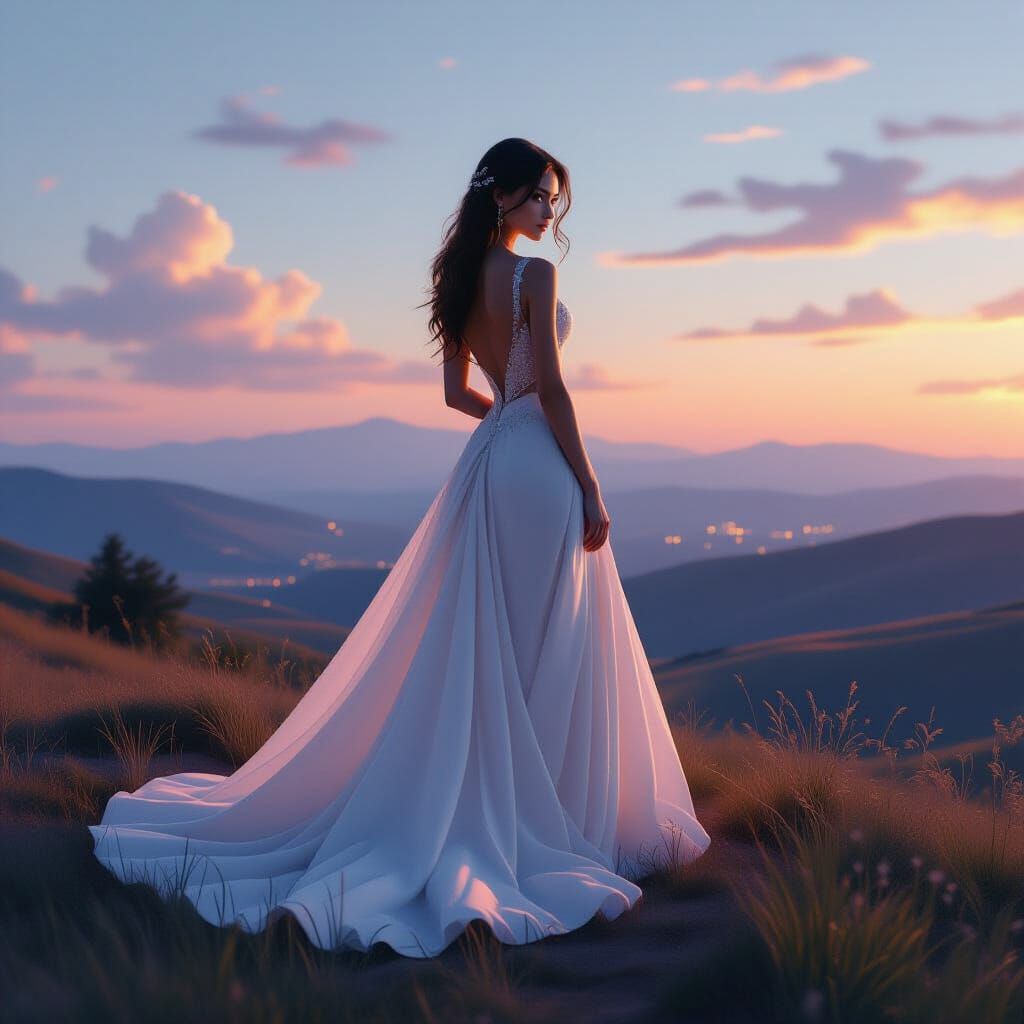 Stunning Woman Silhouette Made of Luminescent Light