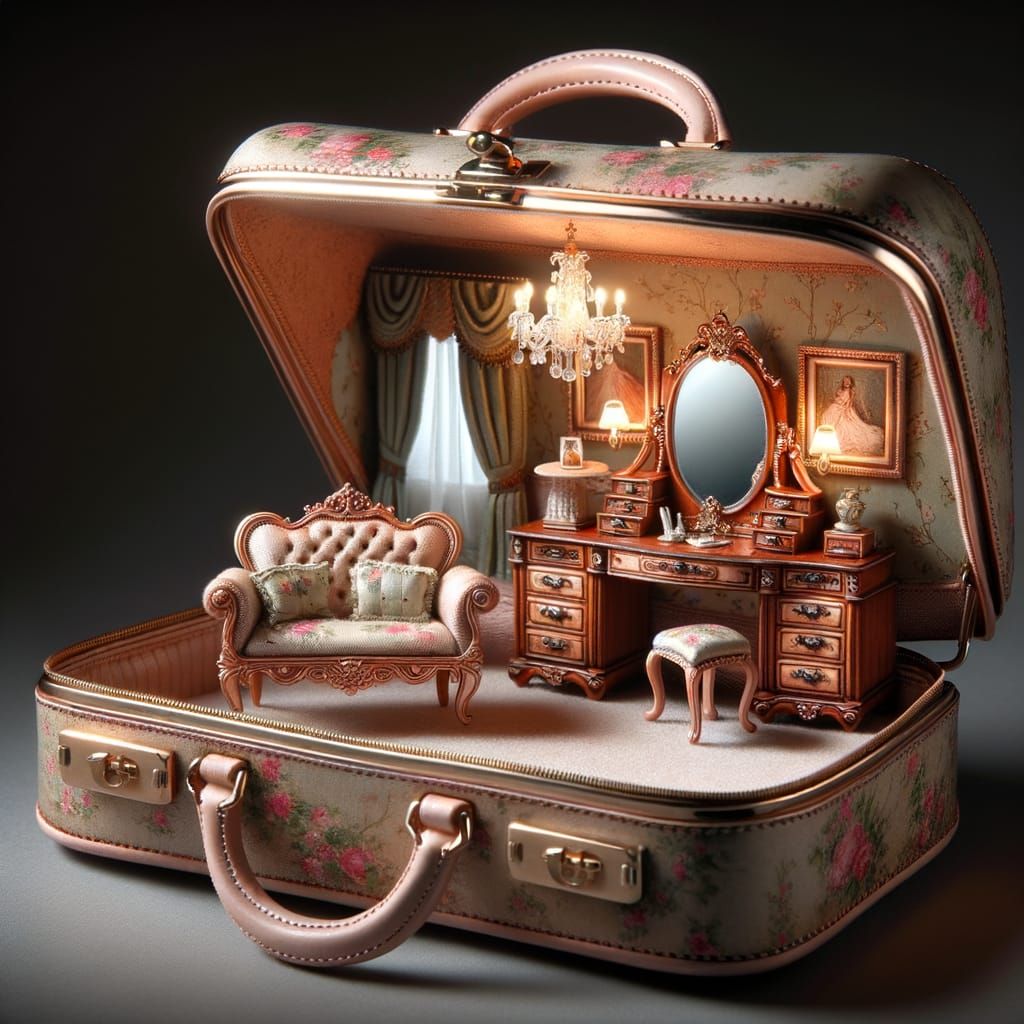 Handbag Reveals Miniature Victorian Boudoir