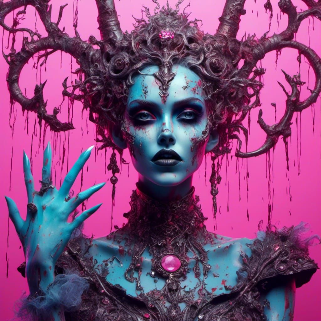 Hyperrealistic Cendrillon Portrait in Colorful Splash Art