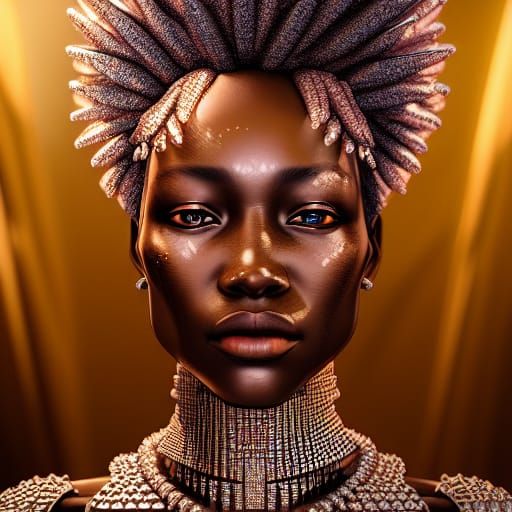 Beautiful African Woman in Raining Diamonds