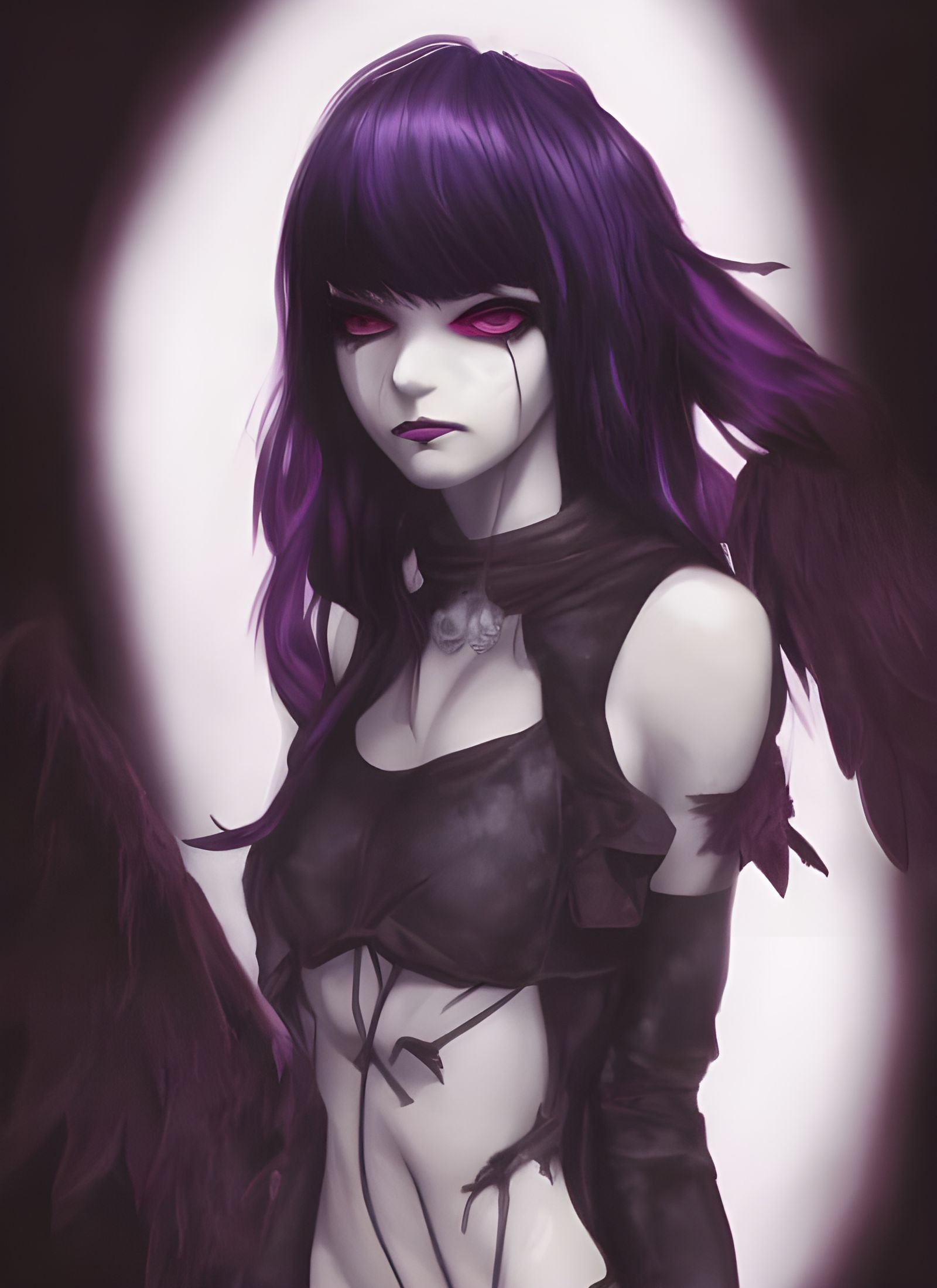 Anime Goth Girl with Violet Eyes, Fine Details