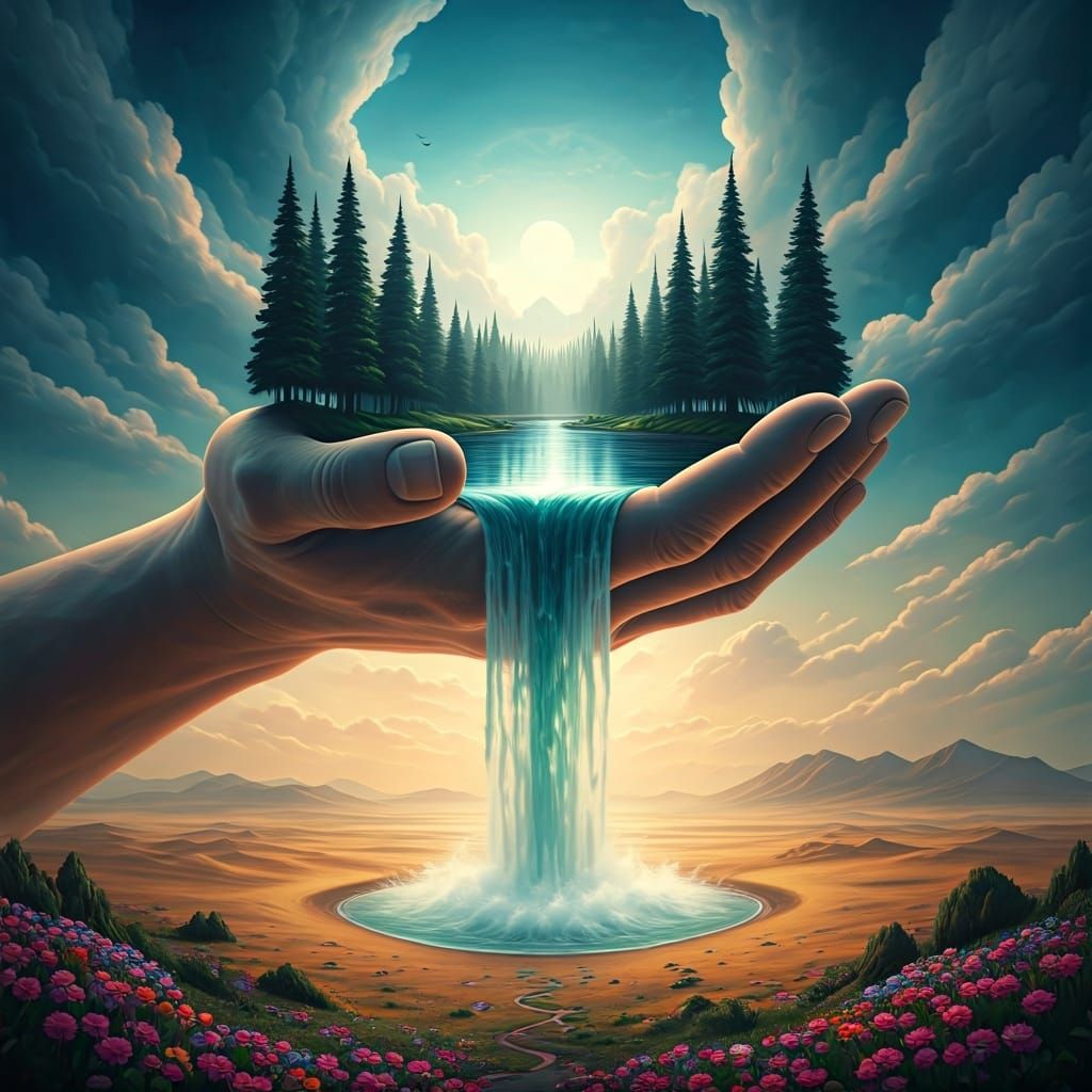 Surreal Waterfall Created by a Giant