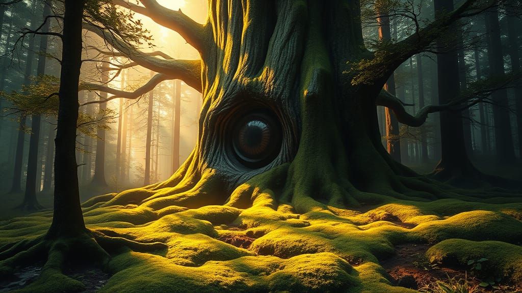 Majestic Forest with Enchanted Wooden Eye